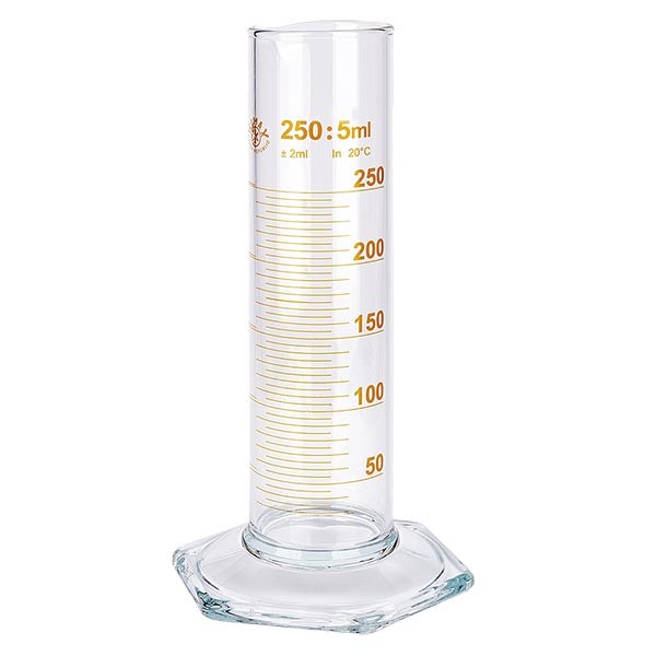 250ml Messzylinder NF aus Glas, braune Skala 250ml Messzylinder NF aus Glas, braune Skala