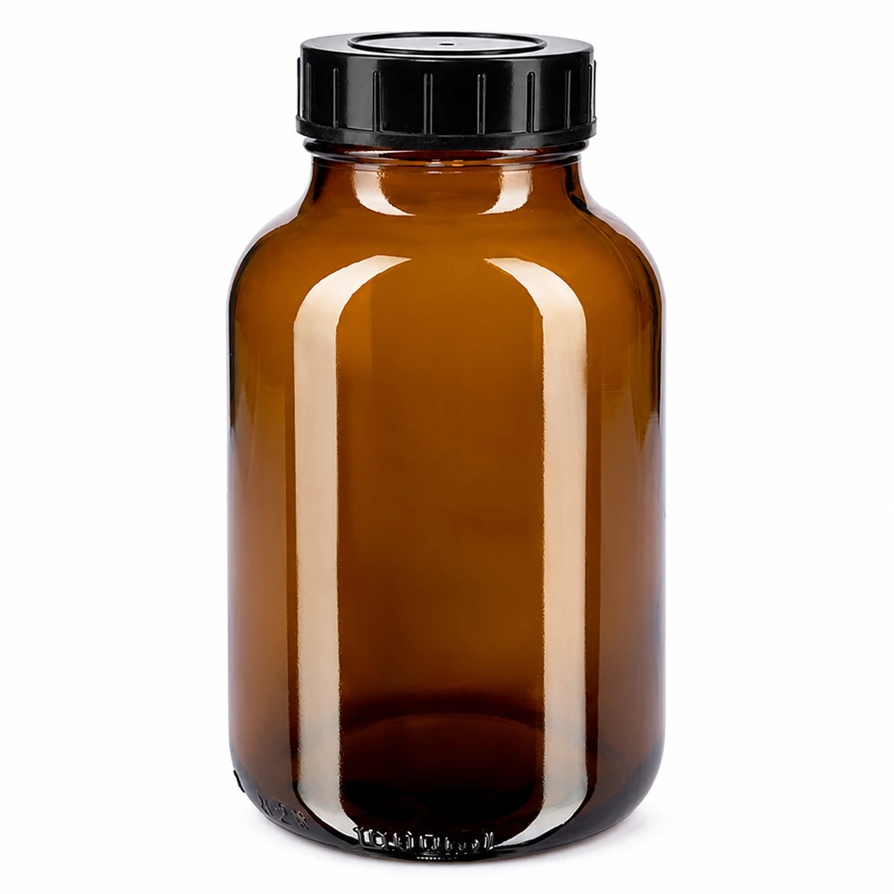 1000ml Weithalsflasche Braunglas mit Schraubdeckel Bernsteinfarbene Glasflasche mit breitem Hals und dichtem Verschluss 1000ml Volumen