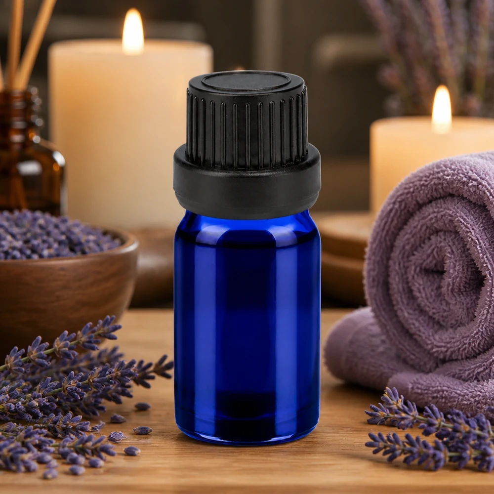 Mediterrane 5ml Flasche in Kobaltblau mit ergonomischem 11mm Verschluss für Wellness