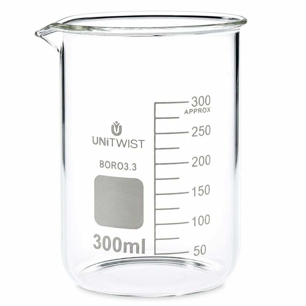Becherglas 300ml Borosilikat, niedrige Form UNiTWIST Chemieglas Becherglas niedrige Form 300ml aus hochwertigem Borosilikat3.3 UNiTWIST