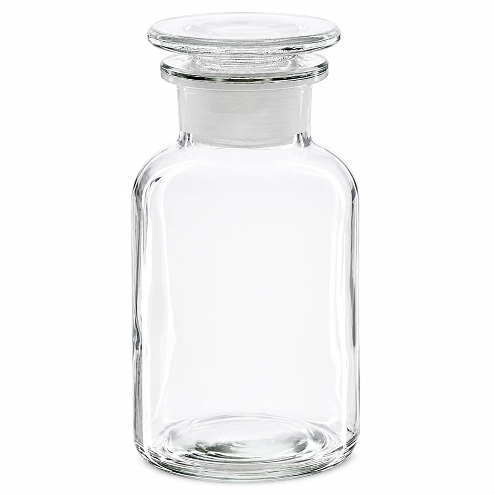 Rundschulterfl. 250ml klar Weithals Glasstopfen Apothekerflasche 250ml transparent Rundschulter Weithals mit aufliegendem Glasstopfen