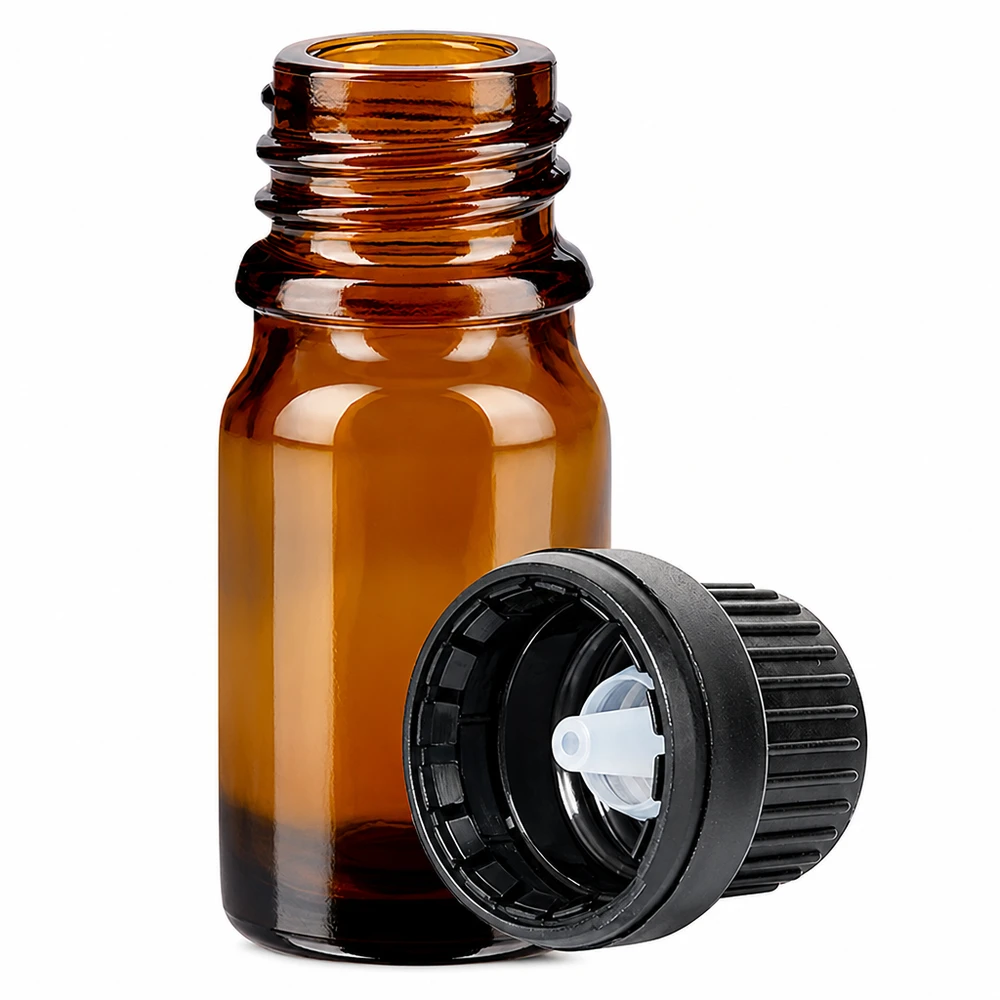 5ml Tropfflasche 2mm schwarz Originalitätsverschluss BrownLine UT18/5 Professionelle 5ml Dosierungsflasche aus getöntem Glas mit ergonomischem Tropfverschluss