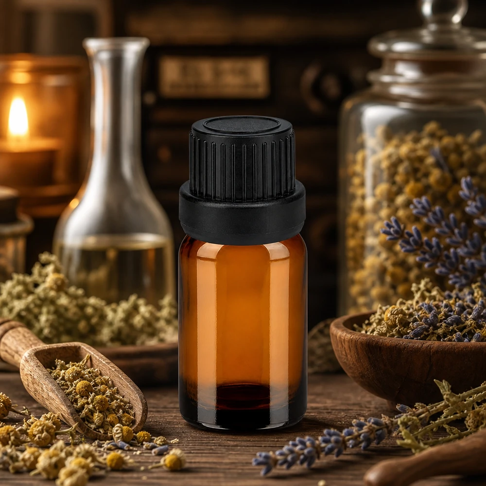 Robuste 5ml Braunglasflasche mit festem schwarzen Verschluss für mobile Anwendungen unterwegs
