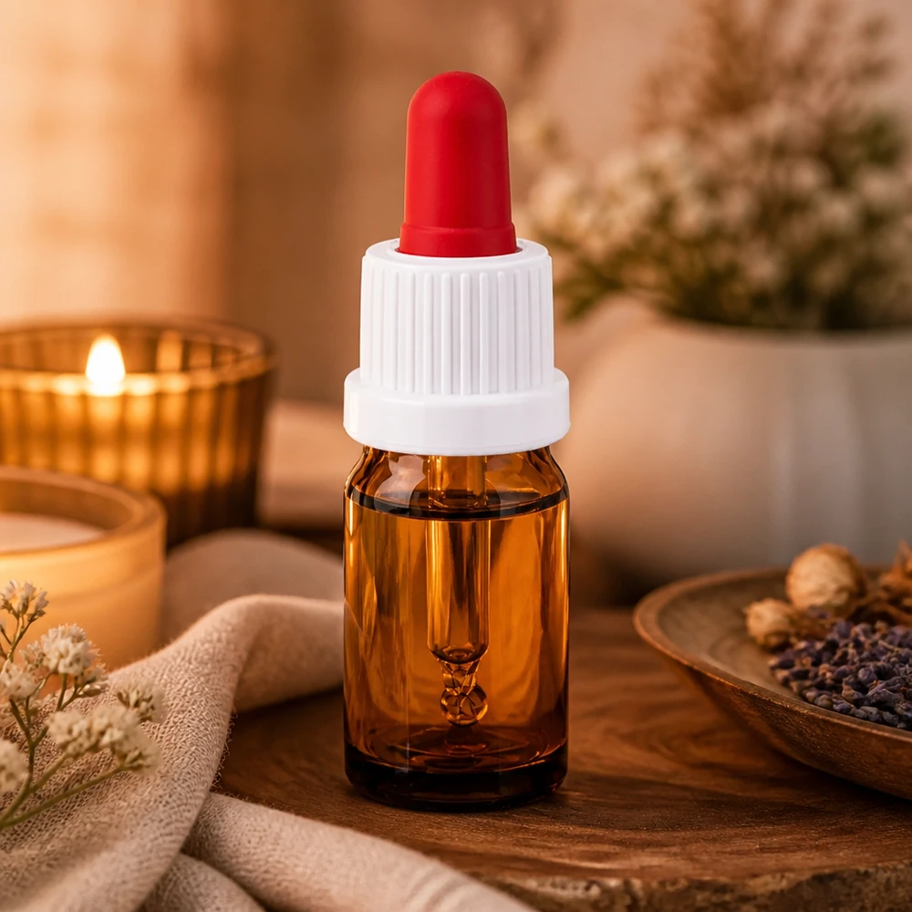 Elegante braune Pipettenflasche 5ml mit weißem Verschluss perfekt für DIY-Kosmetik und Mischungen
