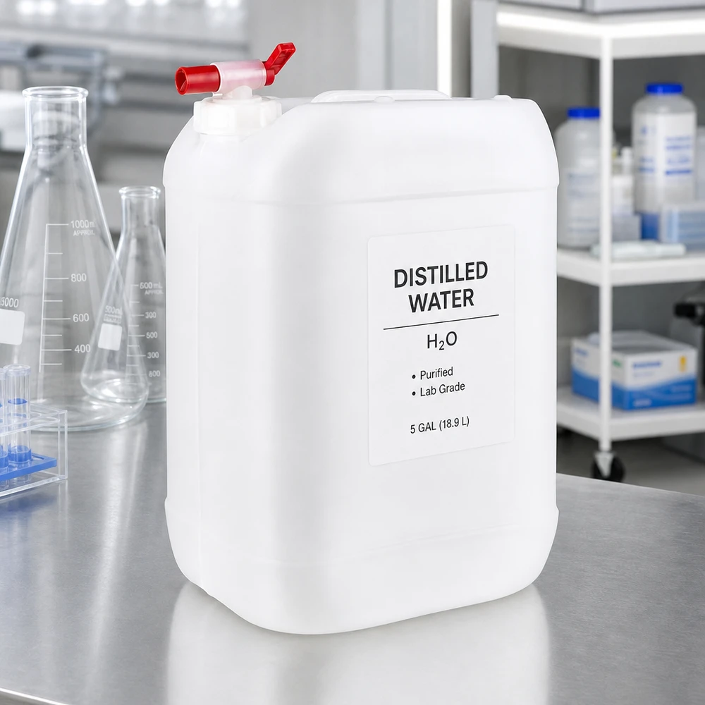 Kanister 25 Liter mit Auslaufhahn 25 Liter Kanister mit Auslaufhahn für gereinigte Laborflüssigkeiten in Laborumgebung