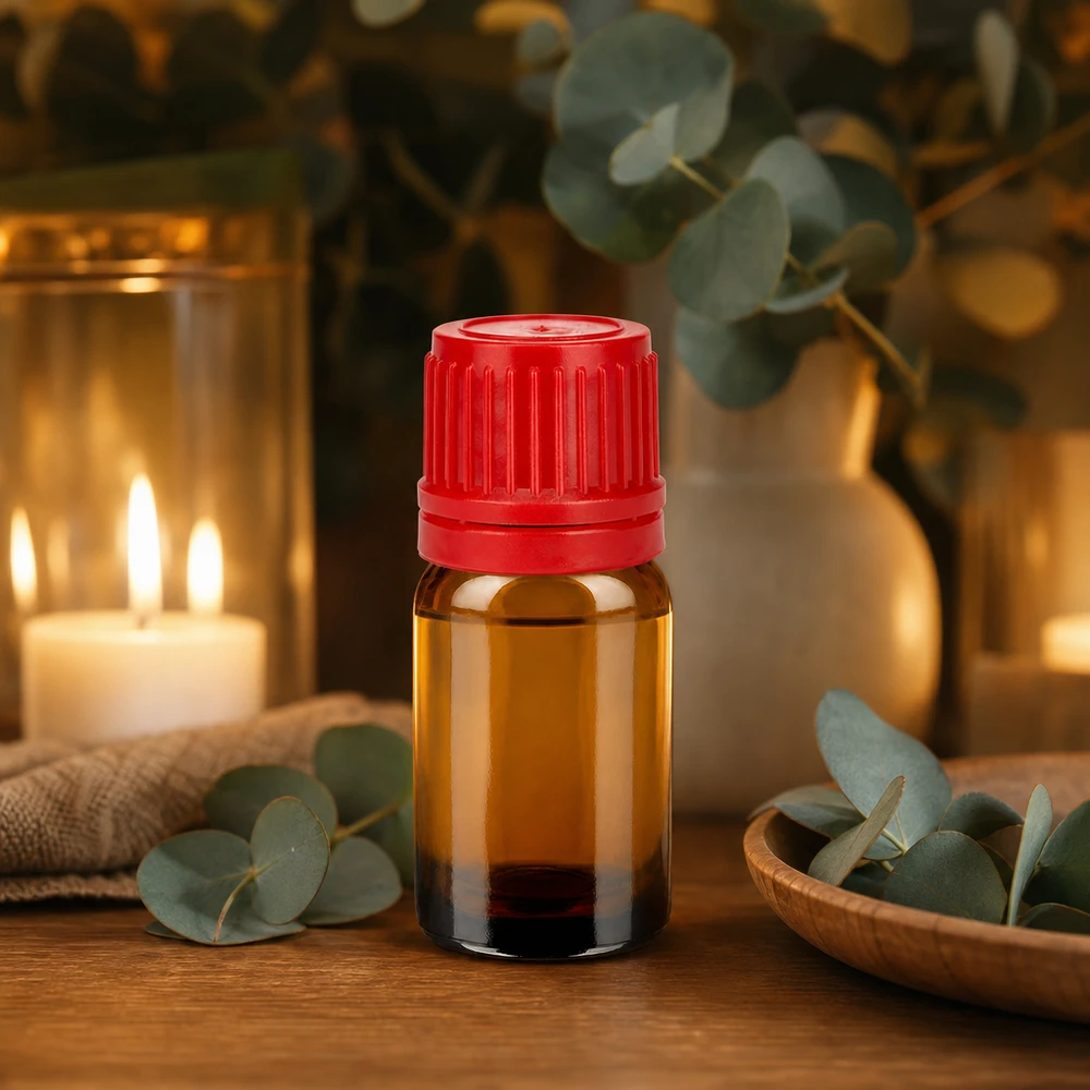 Handliche 5ml Glasflasche mit fest verschließbarem roten Deckel für sichere Aufbewahrung