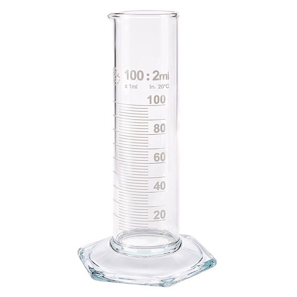 100ml Messzylinder NF aus Glas, weiße Skala 100ml Messzylinder NF aus Glas, weiße Skala