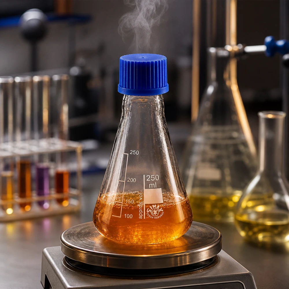 Professioneller Erlenmeyerkolben 250ml mit breiter Standfläche für stabile Laborarbeiten