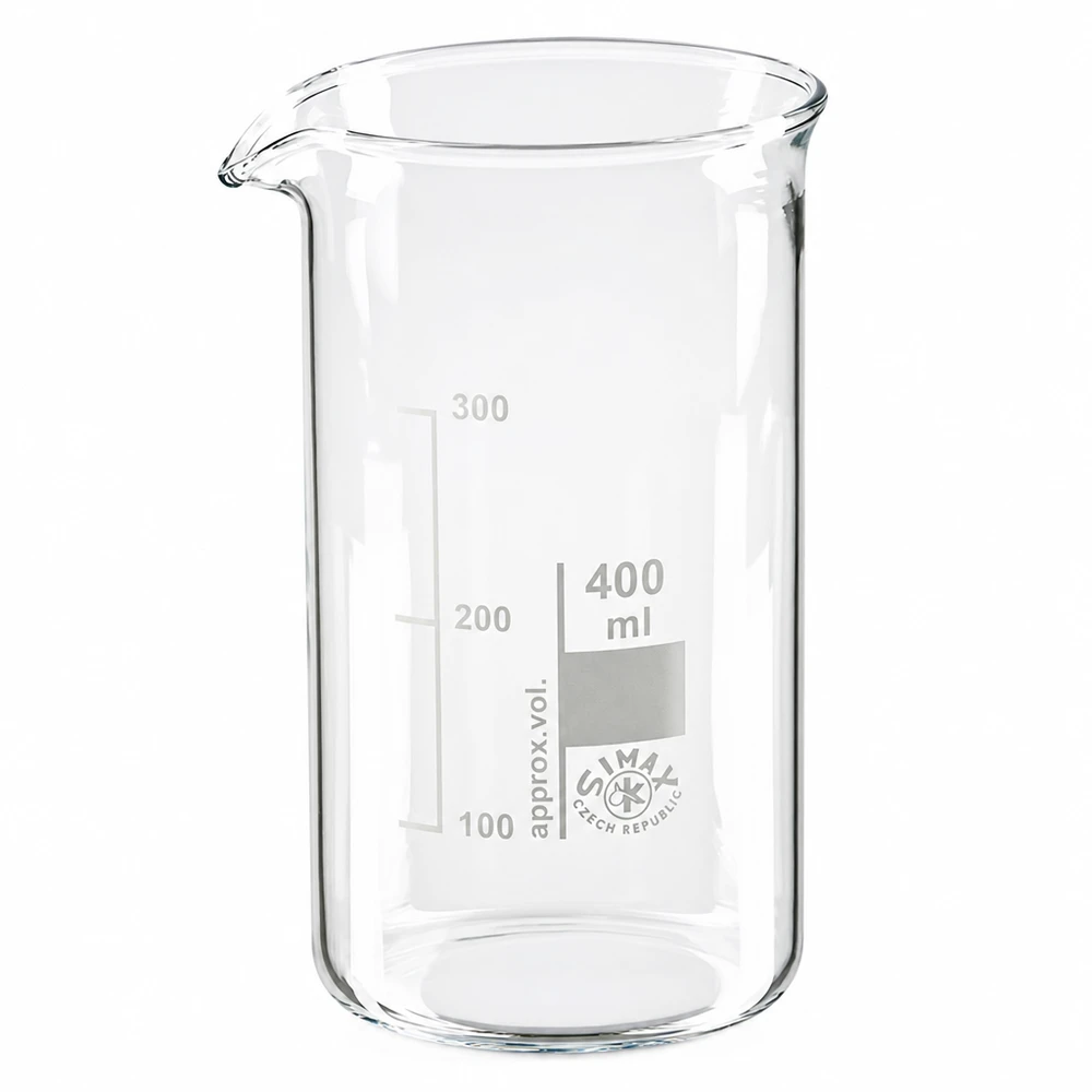 Becherglas 400ml Borosilikatglas, hohe Form Chemielabor Becherglas 400ml hohe Form transparent mit eingeätzter Volumenskala