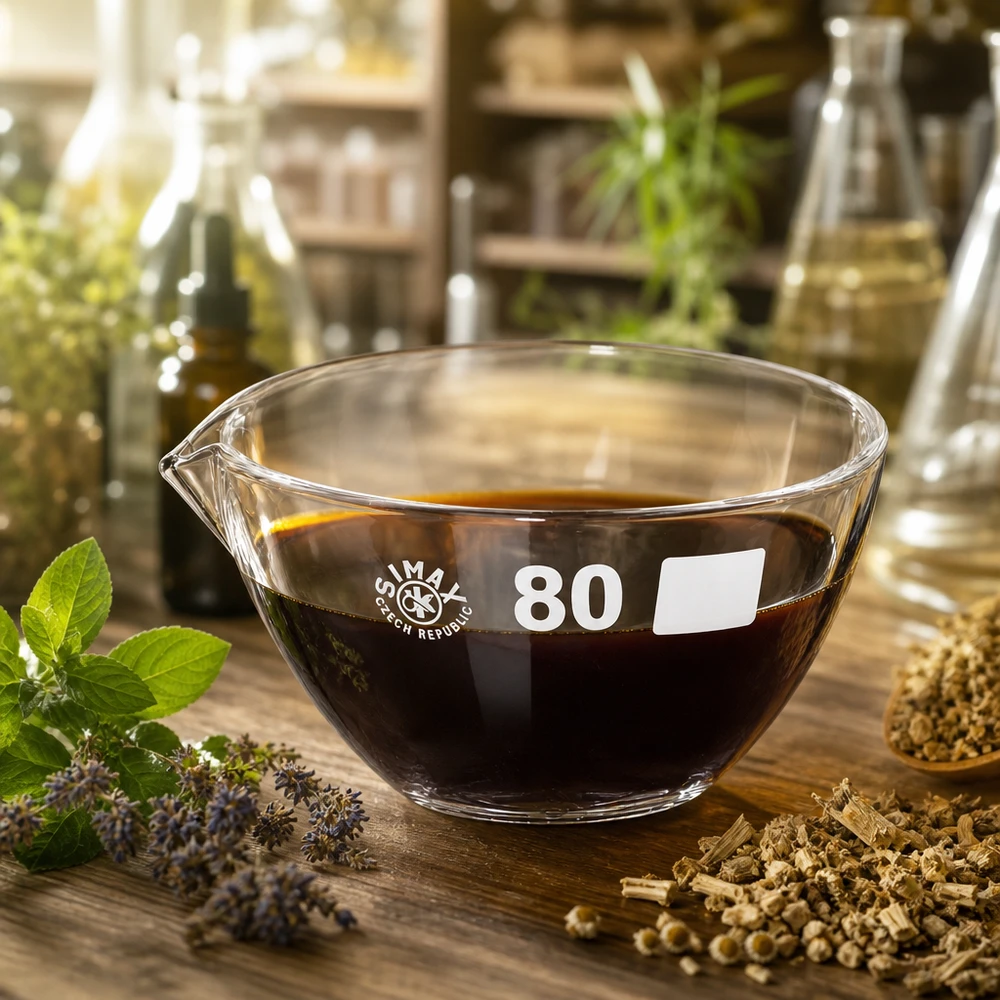 Wissenschaftliche Glasschale 90ml transparent mit Ausguss aus temperaturbeständigem Borosilikat