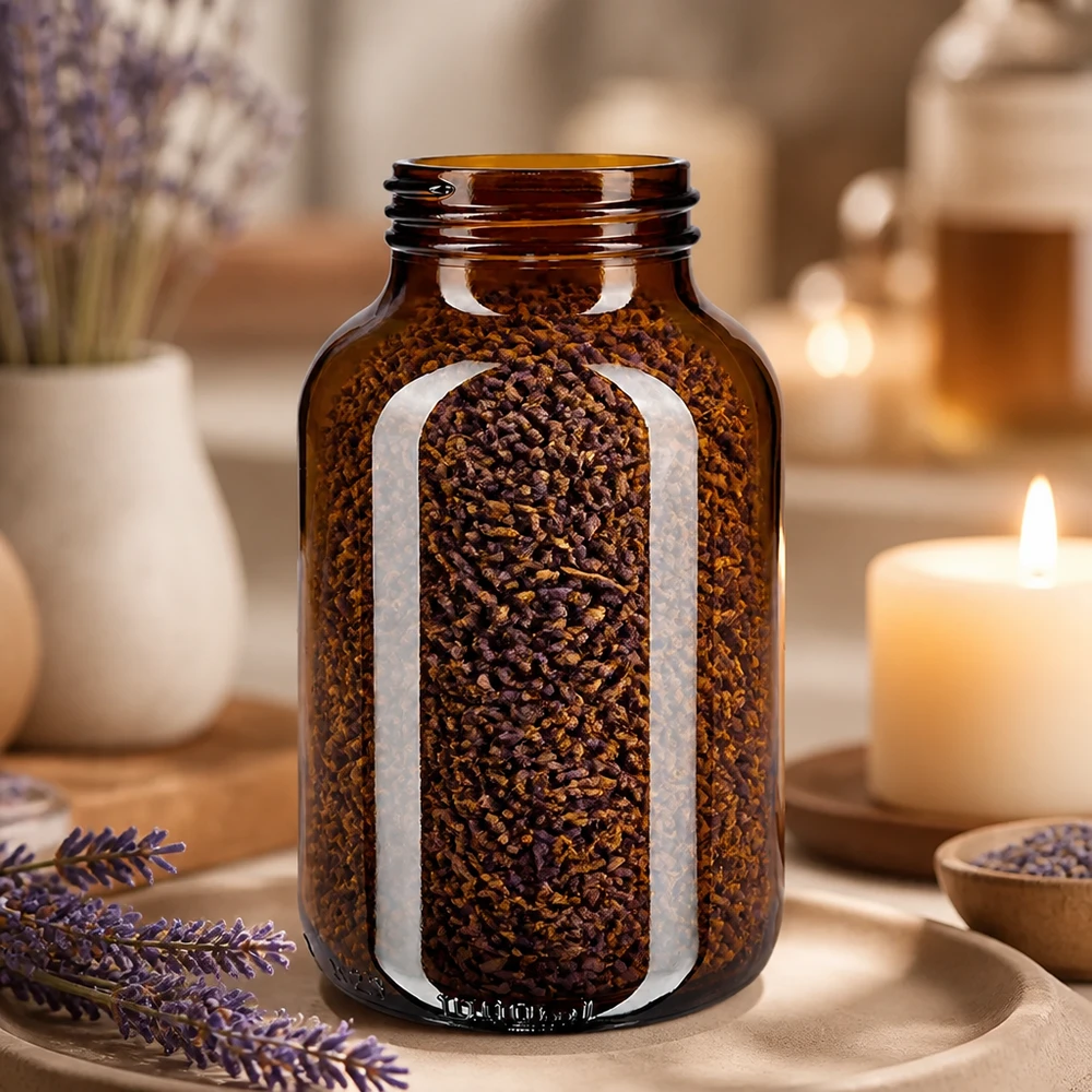 1000ml Weithalsflasche Braunglas Premium Braunglasflasche 1000ml mit großer Öffnung für komfortable Entnahme und Dosierung