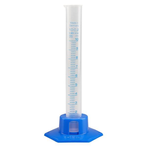 10ml Messzylinder Polypropylen, graduiert mit blauem Fuss 10ml Messzylinder Polypropylen, graduiert mit blauem Fuss