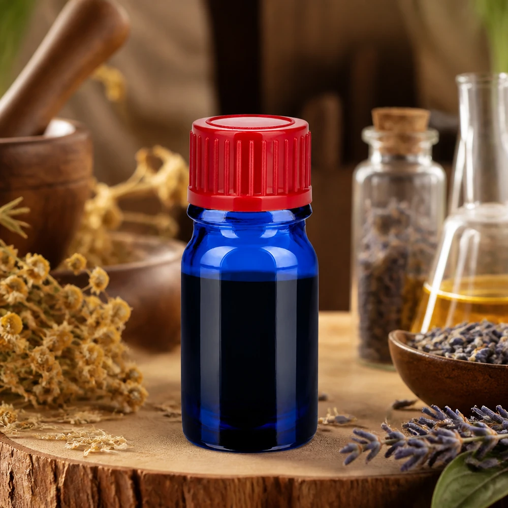 Handliche 5ml Glasflasche BlueLine Serie mit UV-Schutz und praktischem 11mm Verschluss