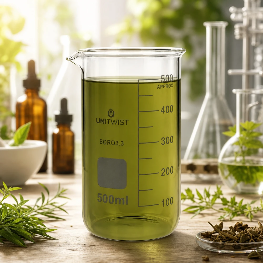 Becherglas 500ml hohe Form UNITWIST mit sichtbarer ml-Skala bis 500 für Naturheilkunde