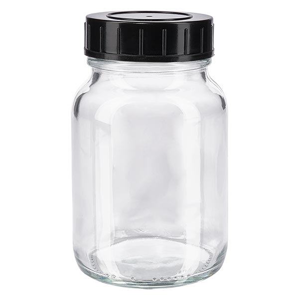 250ml Weithalsflasche Klarglas mit Schraubdeckel 250ml Weithalsflasche Klarglas mit Schraubdeckel