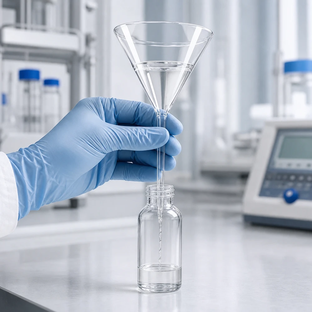 Präziser 85mm Einfülltrichter aus Borosilikat für kontaminationsfreie Probenübertragung