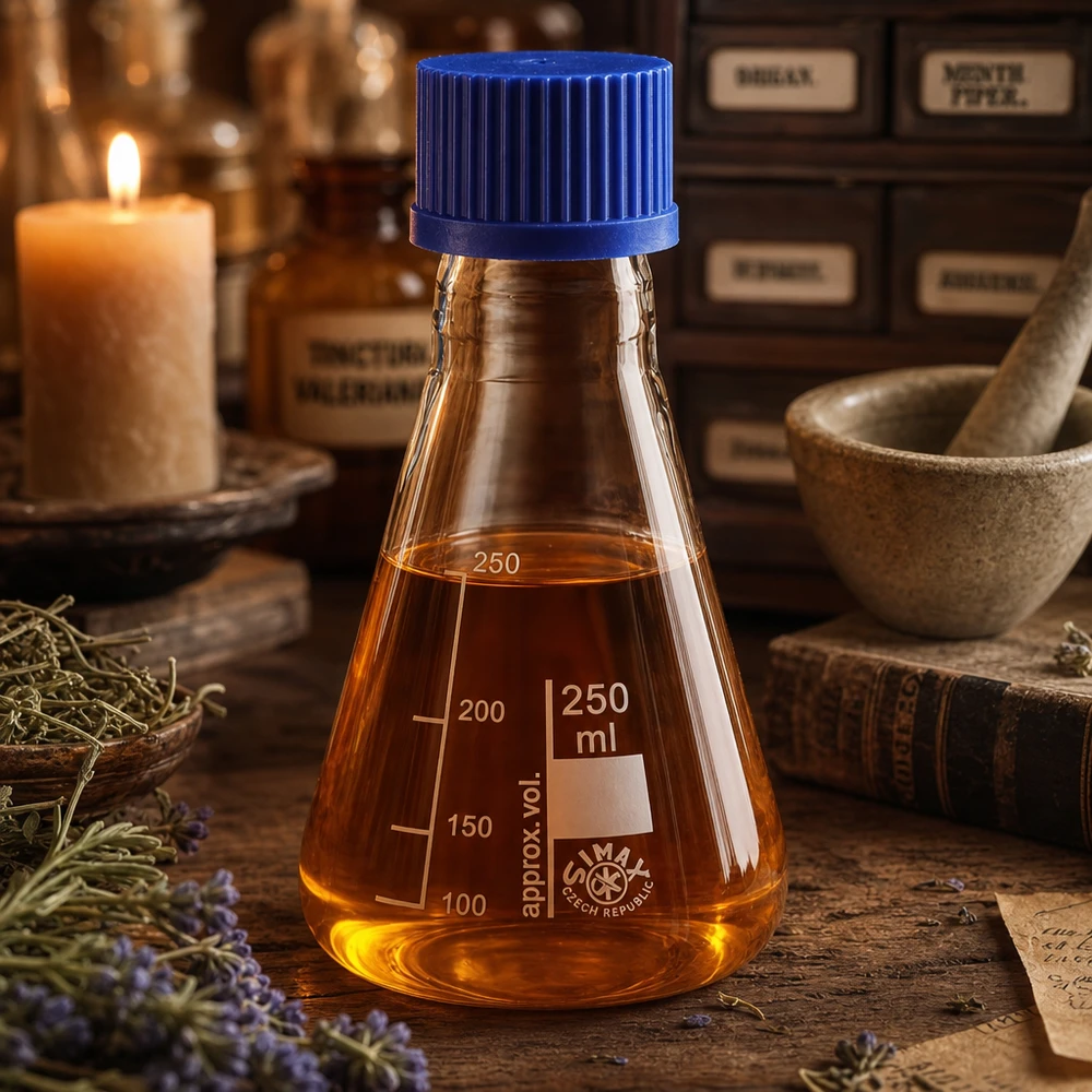 Erlenmeyerkolben 250ml mit Schraubkappe Brauner Glaskolben 250ml mit Graduierungslinien und Schraubkappe für Pharmazie und Forschung