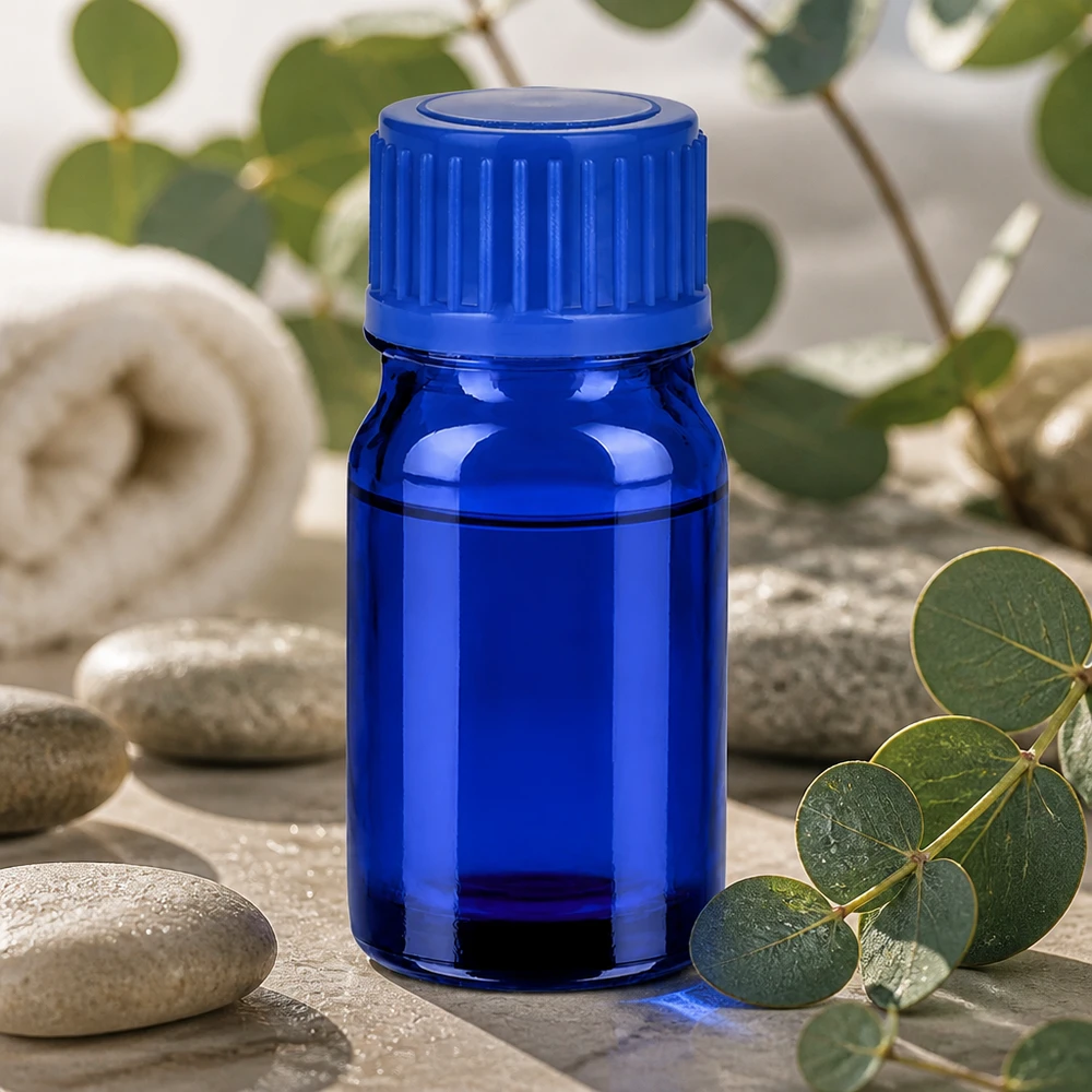 Handliche 5ml blaue Flasche mit ergonomischem Design für mobile Anwendungen unterwegs